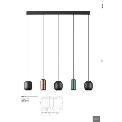 Redo 01-3481 - Lustr na lanku BOOM 5xGU10/10W/230V černá/zelená/hnědá