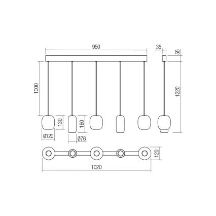 Redo 01-3481 - Lustr na lanku BOOM 5xGU10/10W/230V černá/zelená/hnědá