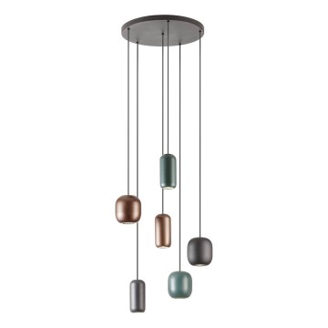 Redo 01-3482 - Lustr na lanku BOOM 6xGU10/10W/230V pr. 48 cm černá/zelená/hnědá