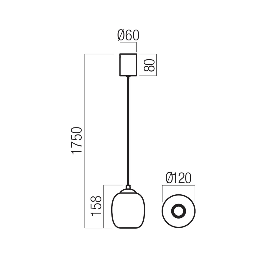 Redo 01-3486 - LED Lustr na lanku KHADI LED/6W/230V CRI 90 pr. 12 cm černá/kouřová