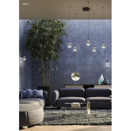 Redo 01-3487 - LED Stmívatelný lustr na lanku KHADI 5xLED/5,2W/230V CRI 90 pavouk černá/kouřová