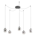 Redo 01-3487 - LED Stmívatelný lustr na lanku KHADI 5xLED/5,2W/230V CRI 90 pavouk černá/kouřová