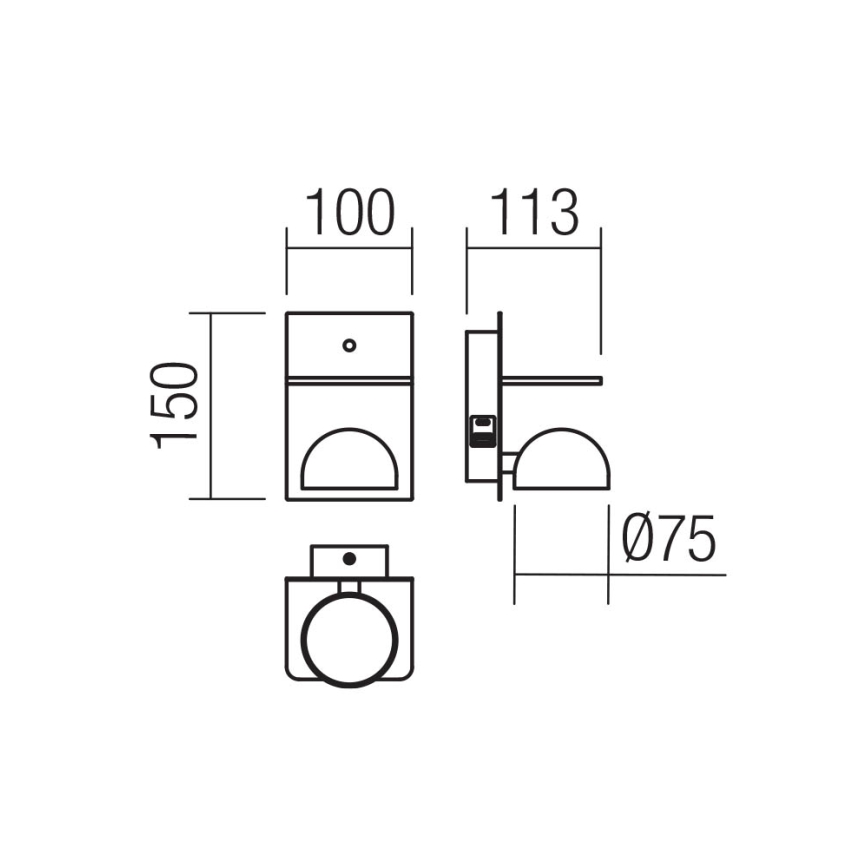 Redo 01-3491 - LED Nástěnné bodové svítidlo SEIBI LED/7W/230V USB CRI 90 černá