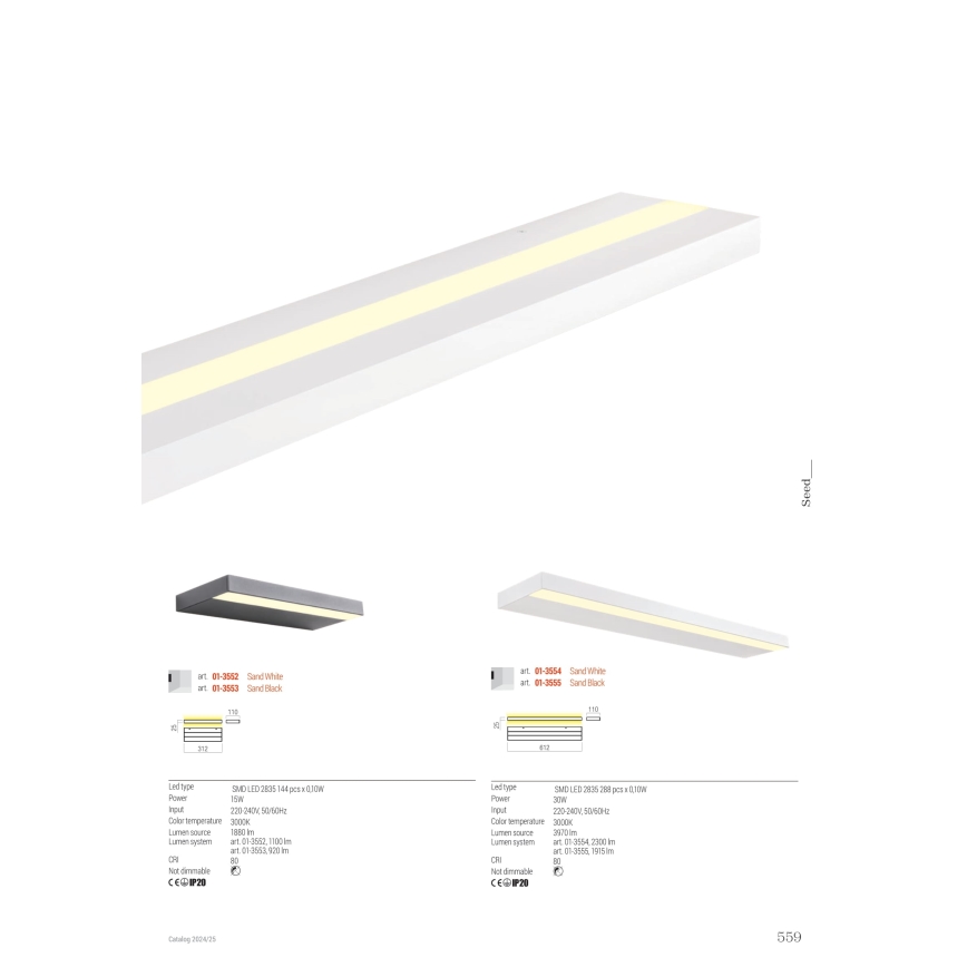 Redo 01-3555 - LED Nástěnné svítidlo SEED LED/30W/230V černá