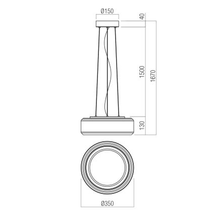Redo 01-3591 - LED Lustr na lanku SOLERA LED/24W/230V pr. 35 cm CRI 93 3000/4000K šedá