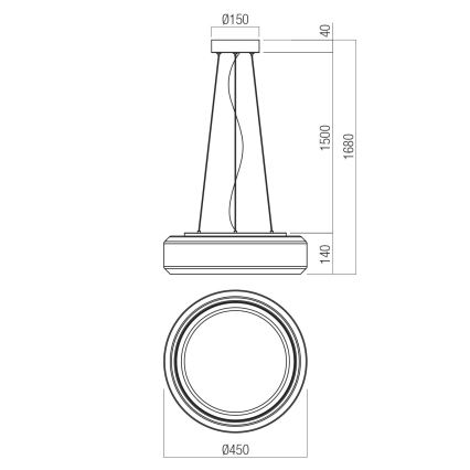 Redo 01-3592 - LED Lustr na lanku SOLERA LED/36W/230V pr. 45 cm CRI 93 3000/4000K šedá