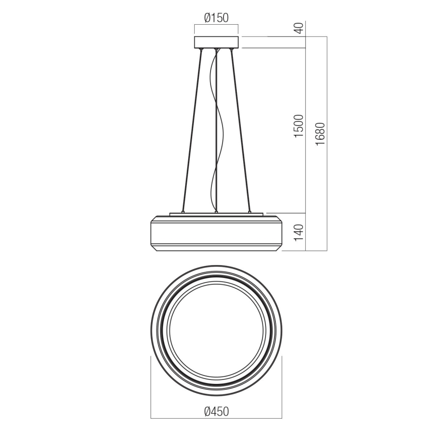 Redo 01-3592 - LED Lustr na lanku SOLERA LED/36W/230V pr. 45 cm CRI 93 3000/4000K šedá