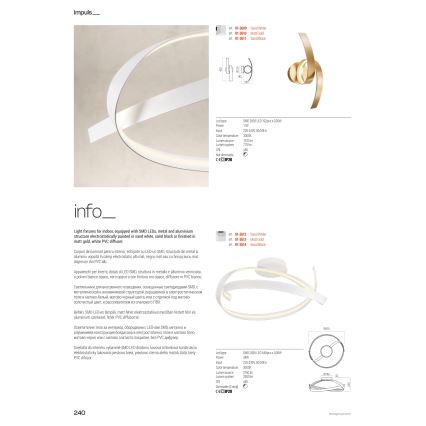 Redo 01-3613 - LED Stmívatelné stropní svítidlo IMPULS LED/34W/230V pr. 60 cm zlatá