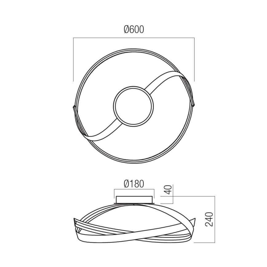Redo 01-3614 - LED Stmívatelné stropní svítidlo IMPULS LED/34W/230V pr. 60 cm černá