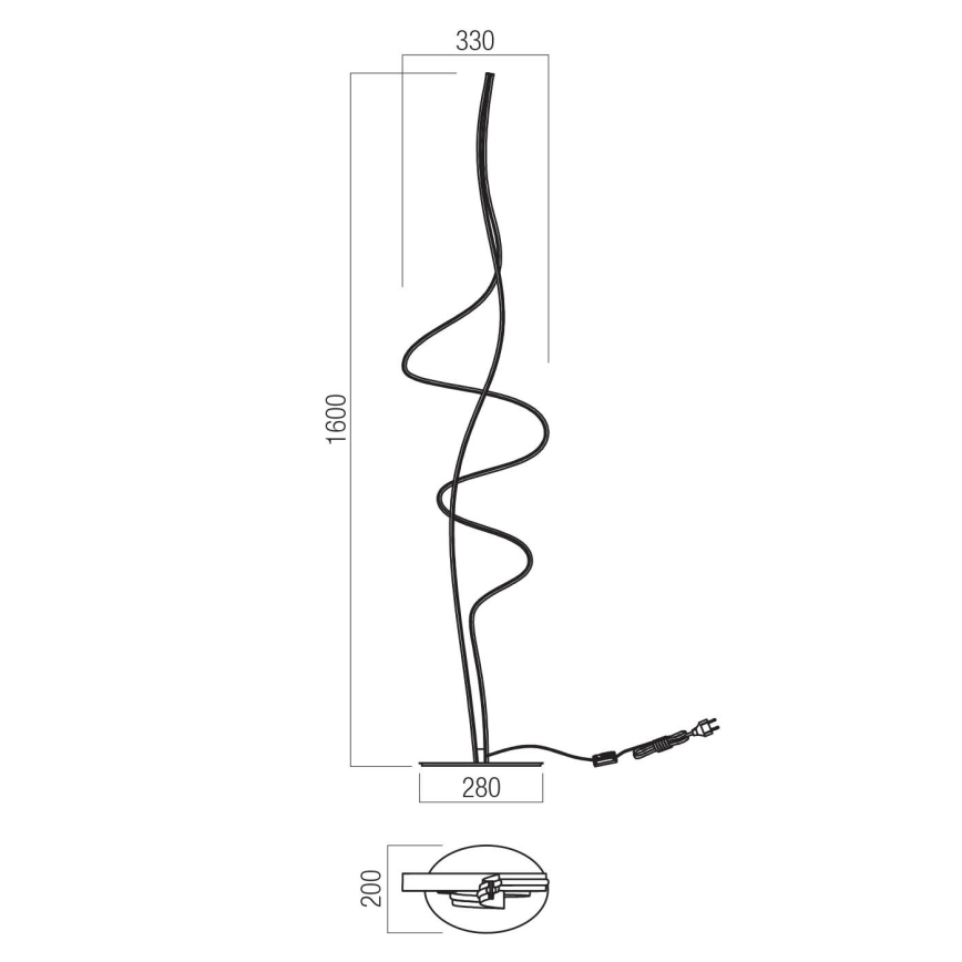 Redo 01-3626 - LED Stmívatelná stojací lampa IMPULS LED/36W/230V černá