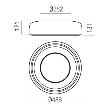Redo 01-3722 - LED Stropní svítidlo DIP LED/30W/230V 2700/3000/4000/5000/6500K CRI 90 pr. 48,6 cm černá