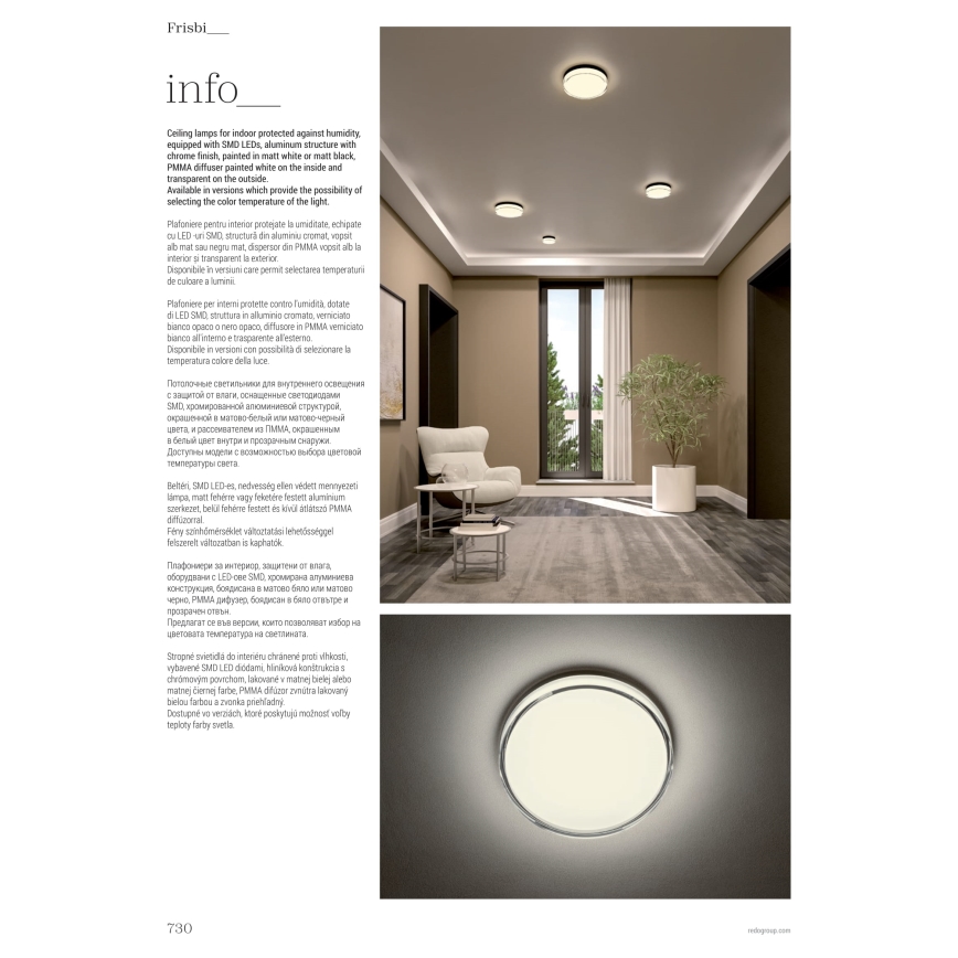 Redo 01-3733 - LED Koupelnové stropní svítidlo FRISBI LED/8W/230V pr. 15 cm CRI 90 IP44 černá