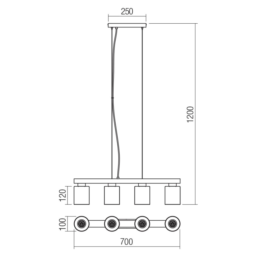 Redo 01-3986 - Lustr na lanku ROTIS 4xE27/15W/230V