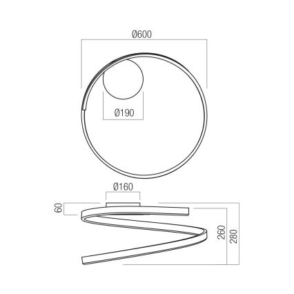 Redo 01-4011 - LED Stmívatelné stropní svítidlo SCROLL LED/38W/230V 3000K/4000K/6000K CRI 90 pr. 60 cm zlatá
