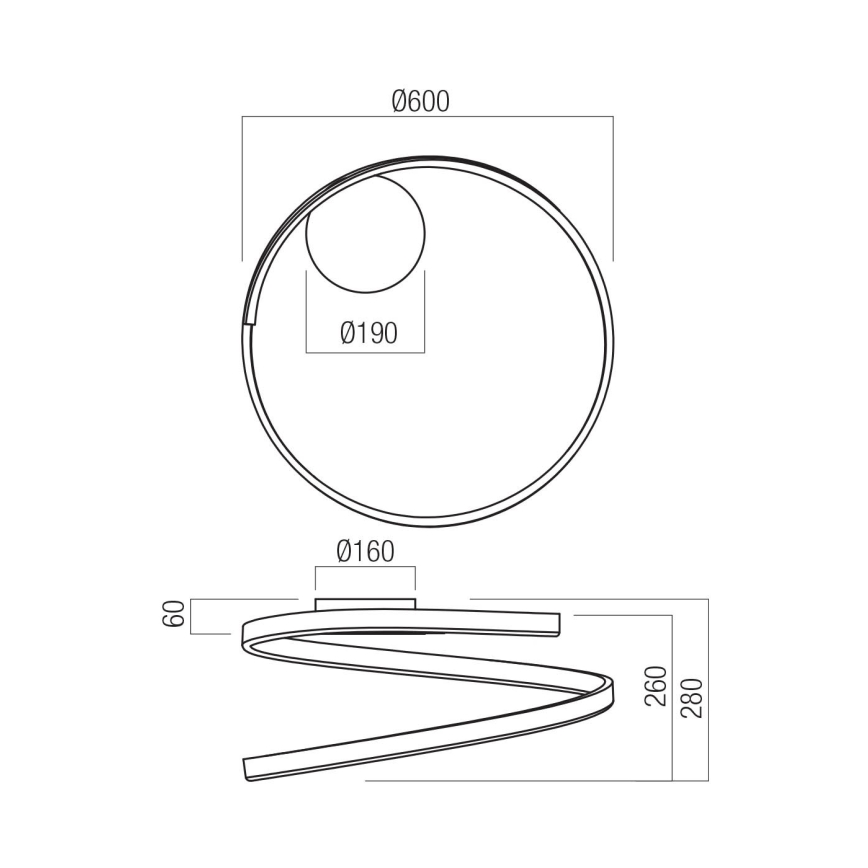 Redo 01-4011 - LED Stmívatelné stropní svítidlo SCROLL LED/38W/230V 3000K/4000K/6000K CRI 90 pr. 60 cm zlatá
