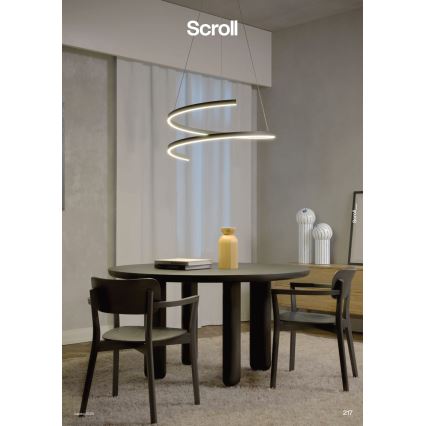 Redo 01-4015 - LED Stmívatelný lustr na lanku SCROLL LED/38W/230V 3000K/4000K/6000K CRI 90 pr. 60 cm černá