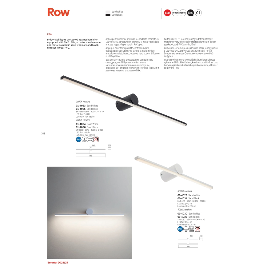 Redo 01-4034 - LED Koupelnové osvětlení zrcadla ROW LED/18W/230V 90 cm IP44 bílá