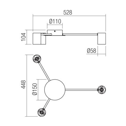 Redo 01-4050 - Bodové svítidlo NOA 3xGU10/10W/230V černá