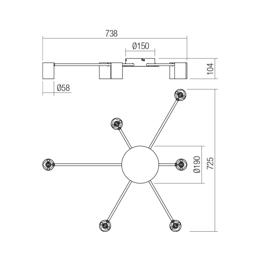 Redo 01-4052 - Bodové svítidlo NOA 6xGU10/10W/230V černá