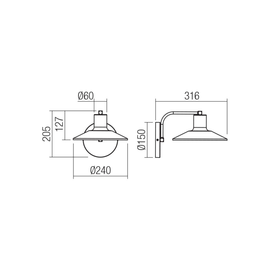Redo 01-4053 - Nástěnná lampa FRESNO 1xE27/42W/230V