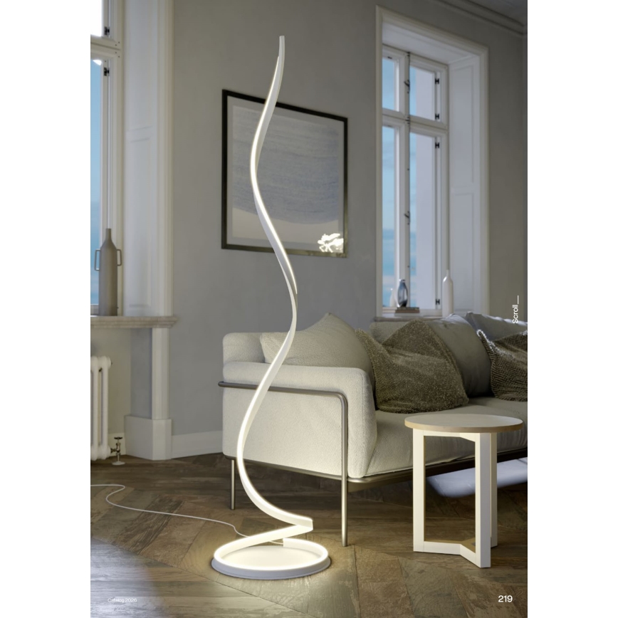 Redo 01-4281 - LED Stmívatelná stojací lampa SCROLL LED/30W/230V 3000K/4000K/6000K CRI 90 bílá