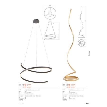 Redo 01-4281 - LED Stmívatelná stojací lampa SCROLL LED/30W/230V 3000K/4000K/6000K CRI 90 bílá