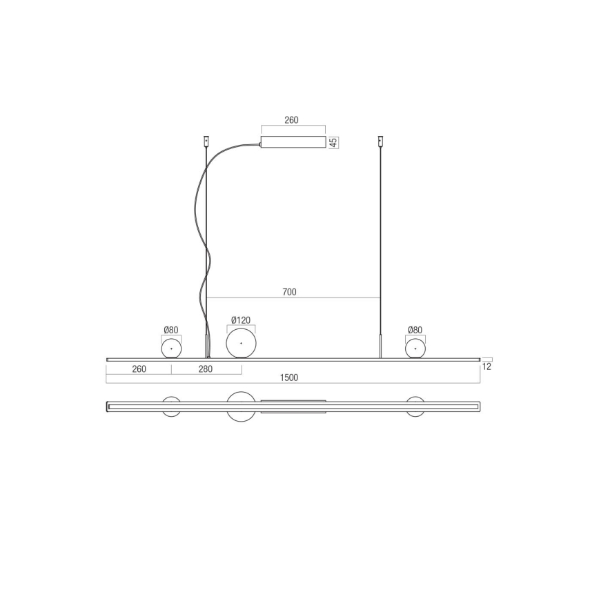 Redo 01-4301 - LED Stmívatelný lustr na lanku DUNE LED/48W/230V 3000K CRI 90 bílá/zlatá