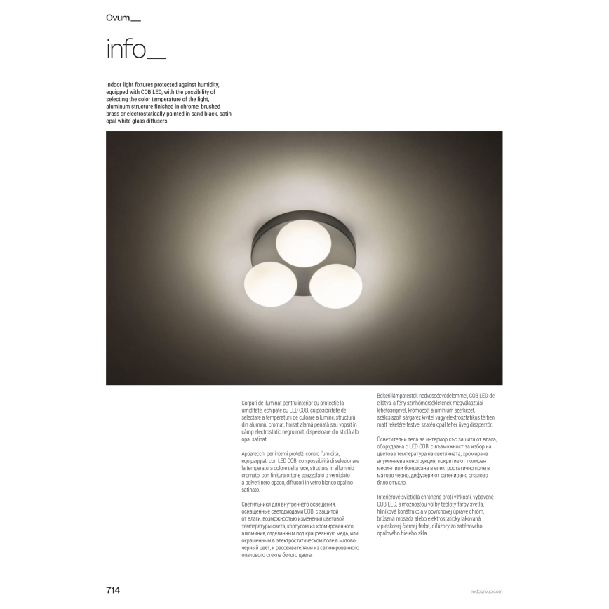 Redo 01-4306 - LED Koupelnové stropní svítidlo OVUM 3xLED/5W/230V 3000/4000K CRI 90 pr. 24 cm IP44 bílá/lesklý chrom