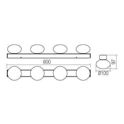 Redo 01-4309 - LED Koupelnové stropní svítidlo OVUM 4xLED/5W/230V 3000/4000K CRI 90 IP44 bílá/lesklý chrom
