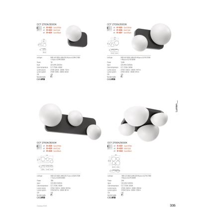 Redo 01-4330 - LED Nástěnné svítidlo LUMIEN 3xLED/18W/230V 2700/3000K CRI 90 bílá/černá