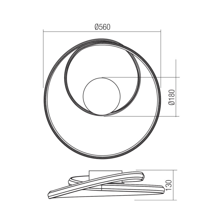 Redo 01-4359 - LED Stmívatelné stropní svítidlo TORSION LED/40W/230V 2700/3000/4000K CRI 90 pr. 56 cm černá