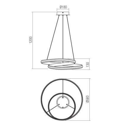 Redo 01-4360 - LED Stmívatelný lustr na lanku TORSION LED/40W/230V 2700/3000/4000K CRI 90 pr. 56 cm bílá