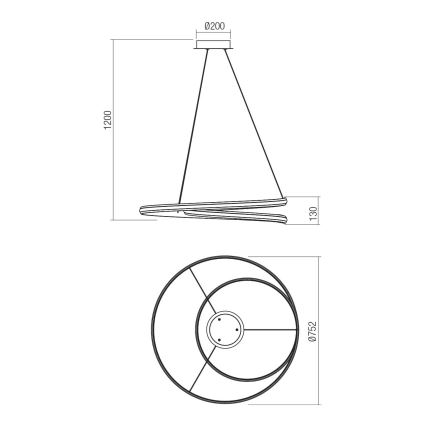 Redo 01-4363 - LED Stmívatelný lustr na lanku TORSION LED/60W/230V 2700/3000/4000K CRI 90 pr. 75,2 cm bílá
