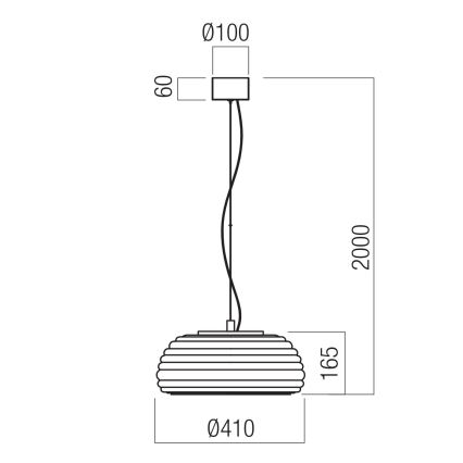 Redo 01-4543 - LED Stmívatelný lustr na lanku ONDULA LED/16W/230V 2700K/3000K CRI 90 pr. 41 cm černá/kouřová