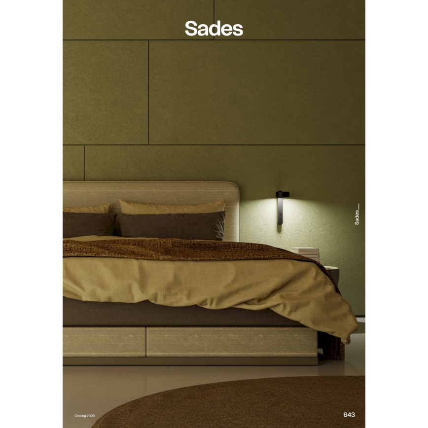 Redo 01-4643 - LED Nástěnné svítidlo SADES LED/6W/230V CRI 90 USB černá