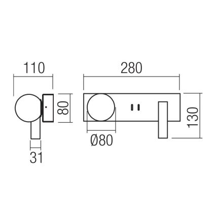 Redo 01-4660 - LED Nástěnné svítidlo NORMA LED/5W/230V + LED/3W CRI 90 USB bílá