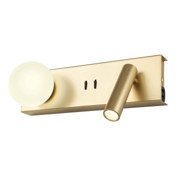 Redo 01-4661 - LED Nástěnné svítidlo NORMA LED/5W/230V + LED/3W CRI 90 USB bílá/zlatá