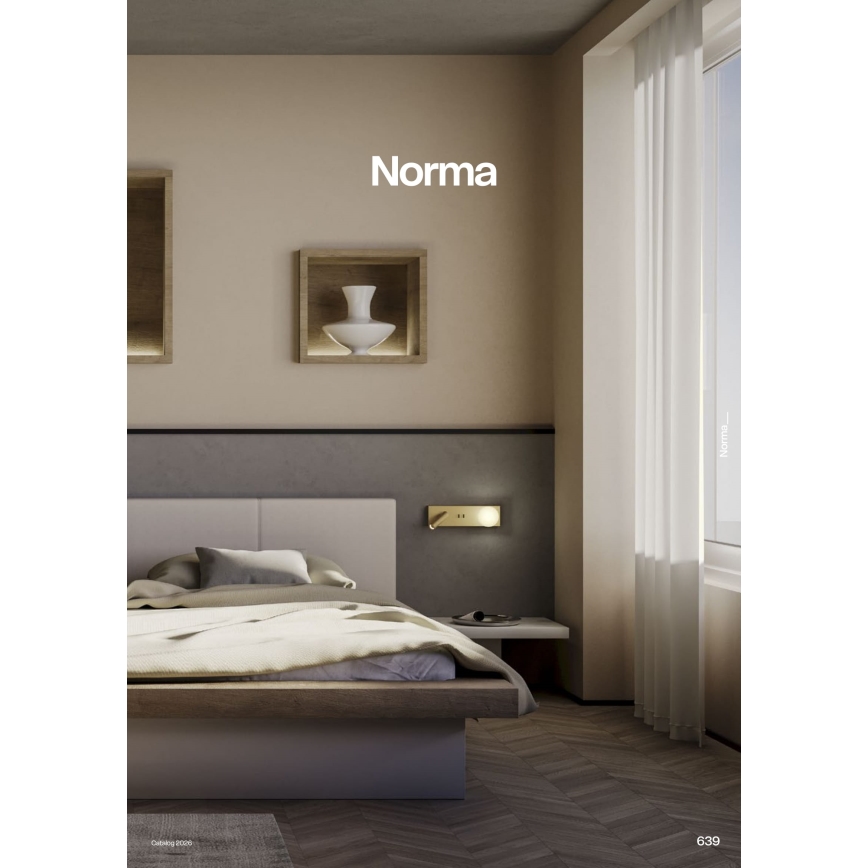 Redo 01-4661 - LED Nástěnné svítidlo NORMA LED/5W/230V + LED/3W CRI 90 USB bílá/zlatá