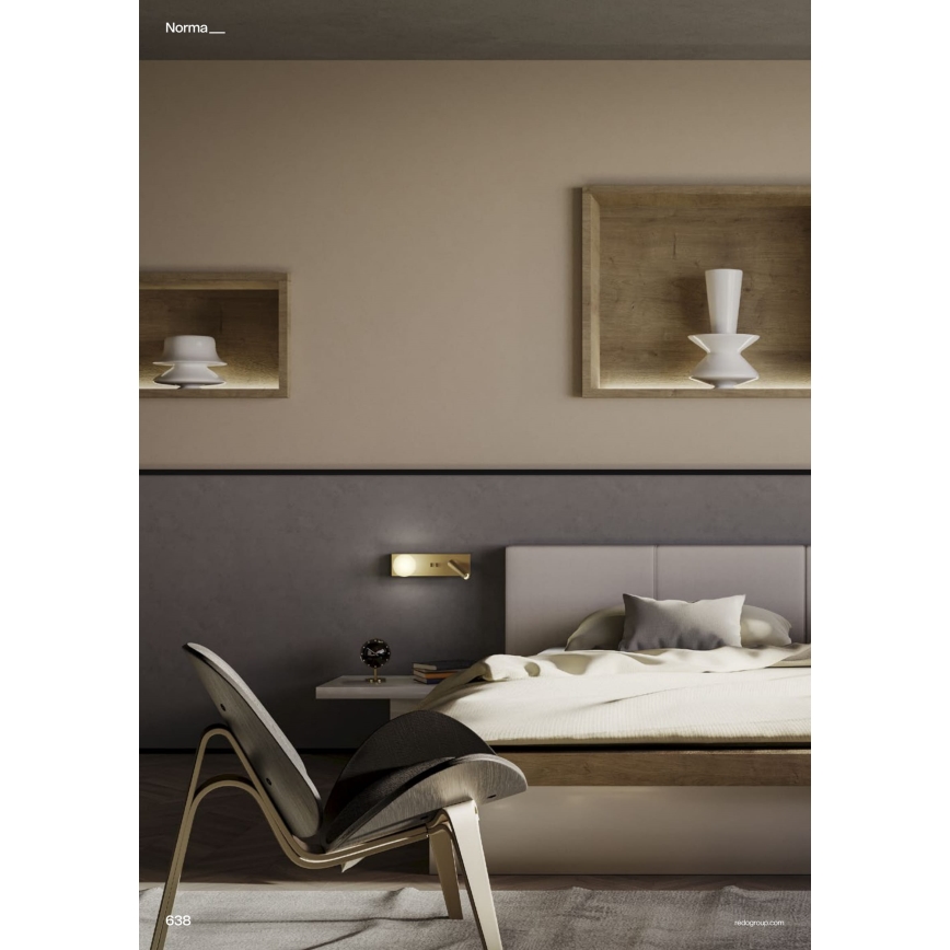 Redo 01-4661 - LED Nástěnné svítidlo NORMA LED/5W/230V + LED/3W CRI 90 USB bílá/zlatá