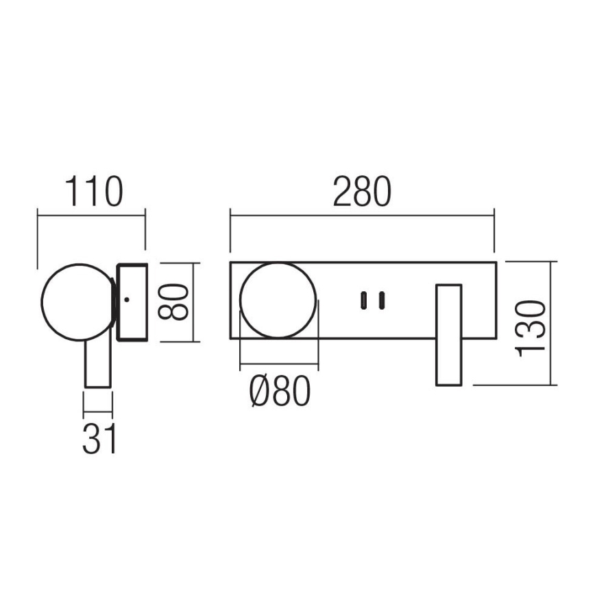 Redo 01-4661 - LED Nástěnné svítidlo NORMA LED/5W/230V + LED/3W CRI 90 USB bílá/zlatá