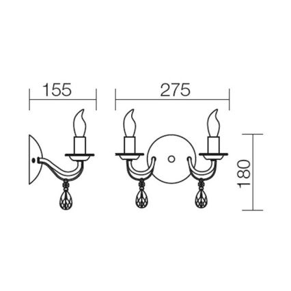 Redo 02-710 - Nástěnná lampa FABIOLA 2xE14/28W/230V