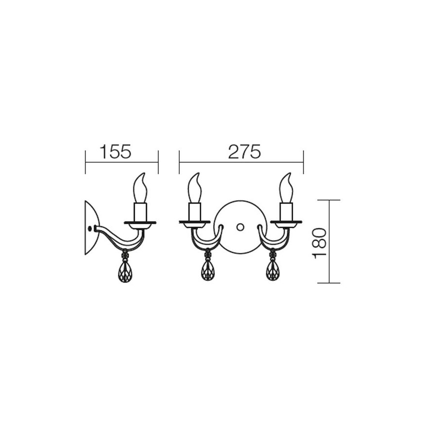 Redo 02-710 - Nástěnná lampa FABIOLA 2xE14/28W/230V