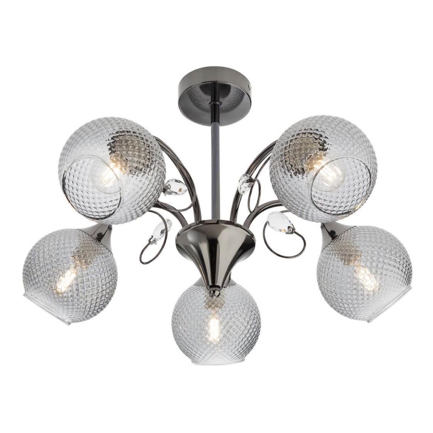 Redo 02-971 - Lustr na tyči ASPERA 5xE14/28W/230V pr. 52 cm černá