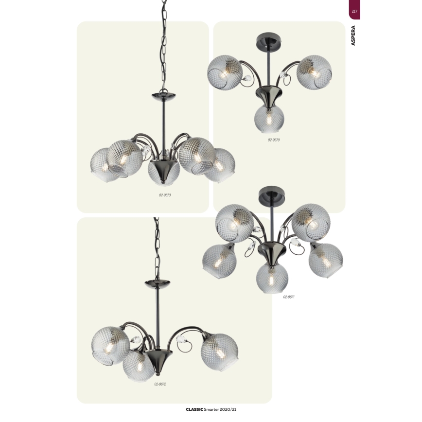 Redo 02-972 - Lustr na řetězu ASPERA 3xE14/28W/230V pr. 52 cm černá