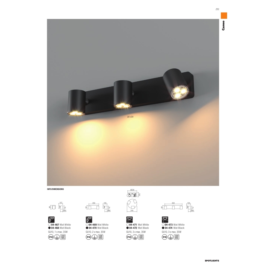 Redo 04-469 - Bodové svítidlo CAMEO 2xGU10/35W/230V bílá