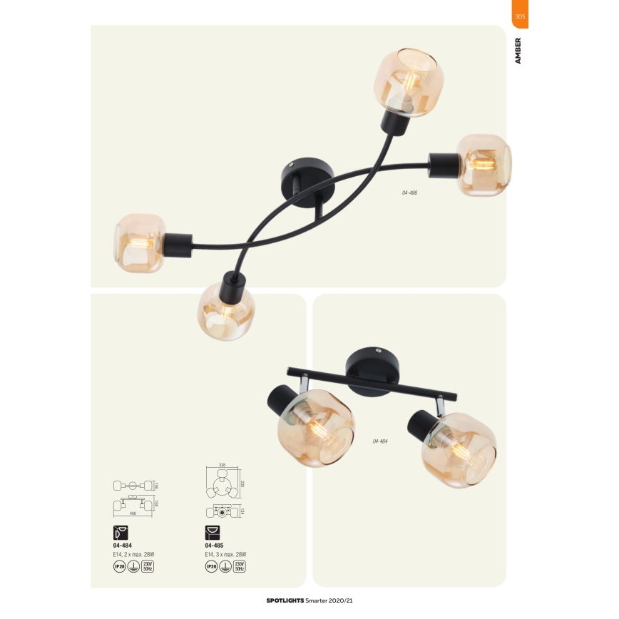 Redo 04-483 - Nástěnné bodové svítidlo AMBER 1xE14/28W/230V