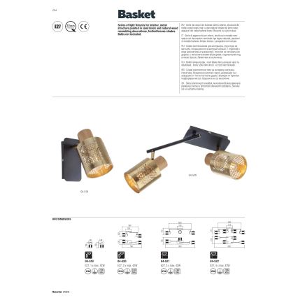 Redo 04-522 - Přisazený lustr BASKET 4xE27/42W/230V bronz