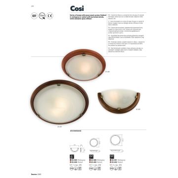 Redo 05-092 - Stropní svítidlo COSI 2xE27/42W/230V ořech