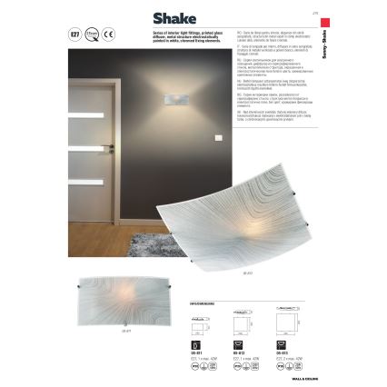 Redo 05-812 - Stropní svítidlo SHAKE 1xE27/42W/230V 29,5x29,5 cm bílá