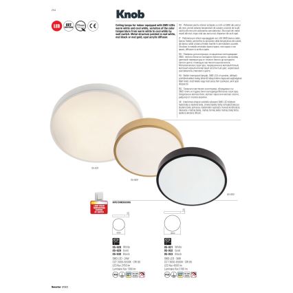 Redo 05-928 - LED Stropní svítidlo KNOB LED/24W/230V 3000K-6500K 30 cm bílá